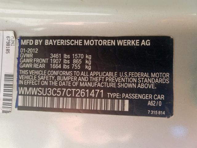 2012 MINI COOPER WMWSU3C57CT261471