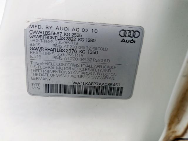 2010 AUDI Q5 PREMIUM WA1LKAFP7AA085457