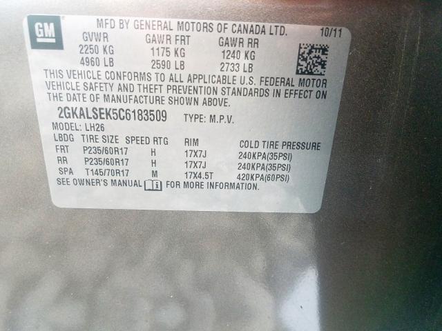 2012 GMC TERRAIN SL 2GKALSEK5C6183509