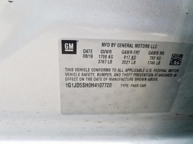 2017 CHEVROLET SONIC LT 1G1JD5SH0H4107720