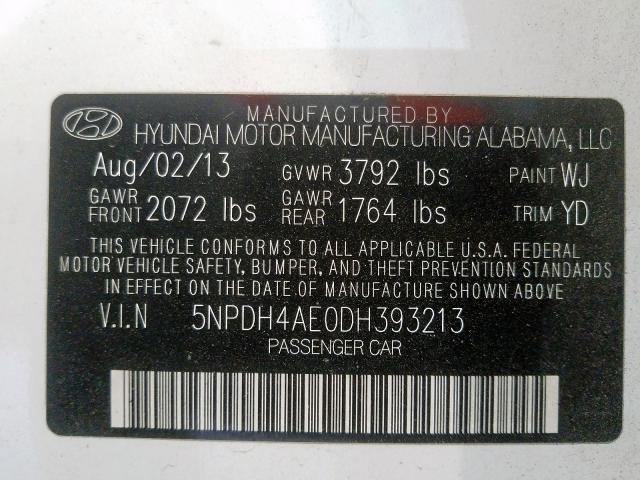 2013 HYUNDAI ELANTRA GL 5NPDH4AE0DH393213