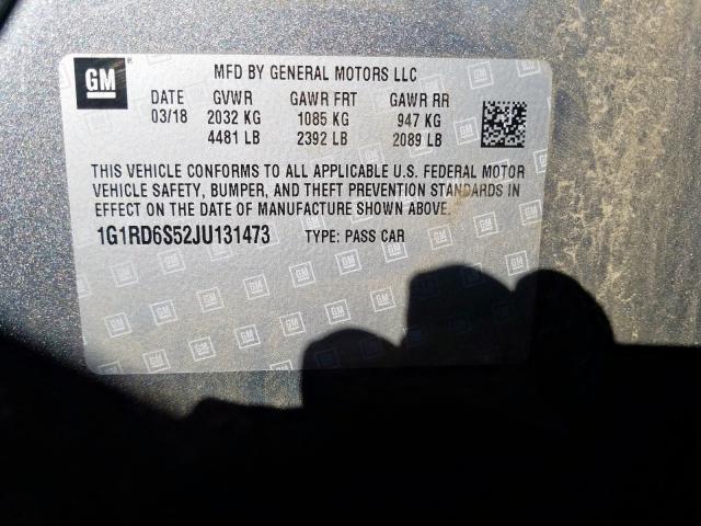 VIN 1G1RD6S52JU131473 2018 Chevrolet Volt, Premier no.10