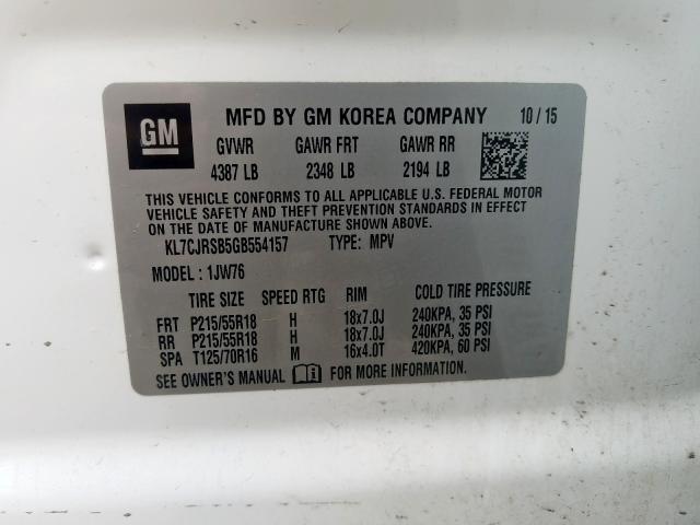 2016 CHEVROLET TRAX LTZ KL7CJRSB5GB554157