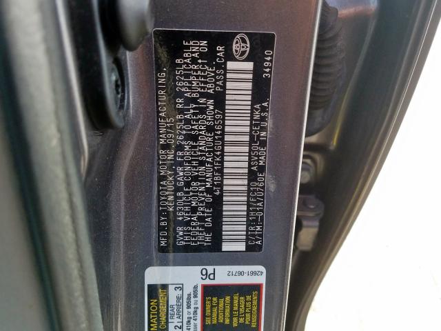 2016 TOYOTA CAMRY LE 4T1BF1FK4GU146597
