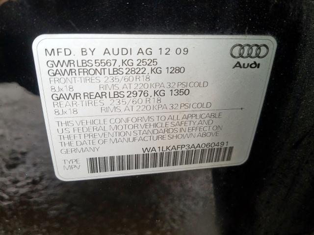 2010 AUDI Q5 PREMIUM WA1LKAFP3AA060491