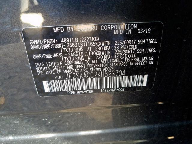 2019 SUBARU FORESTER JF2SKACC2KH523704