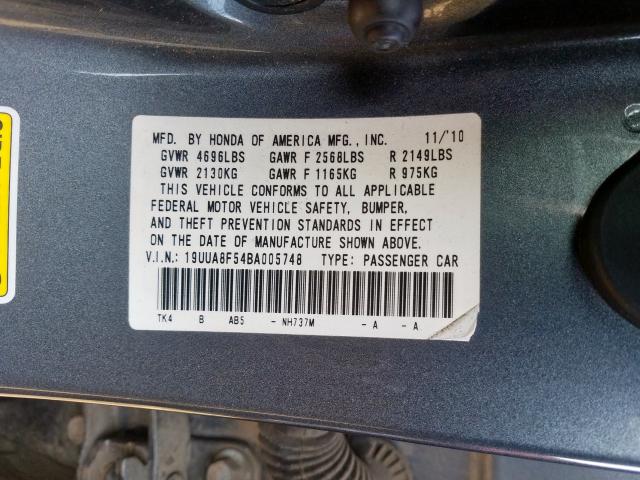 2011 ACURA TL 19UUA8F54BA005748