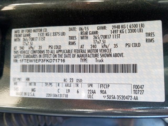 1FTEW1EP3FKD71716 Ford F150 Supercrew