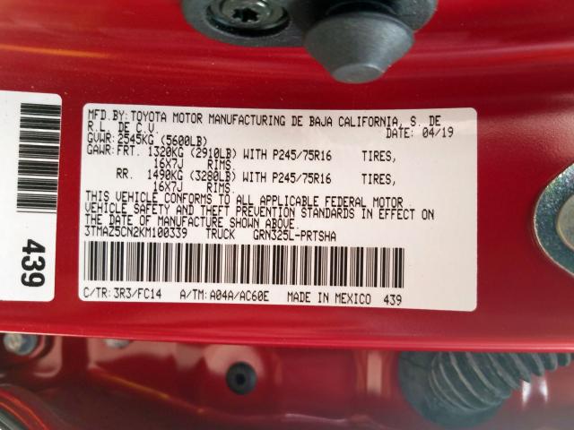 2019 TOYOTA TACOMA DOU 3TMAZ5CN2KM100339