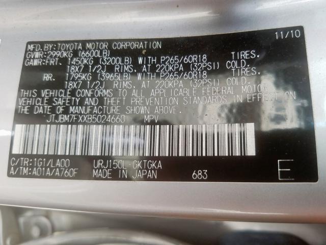 2011 LEXUS GX 460 JTJBM7FXXB5024660