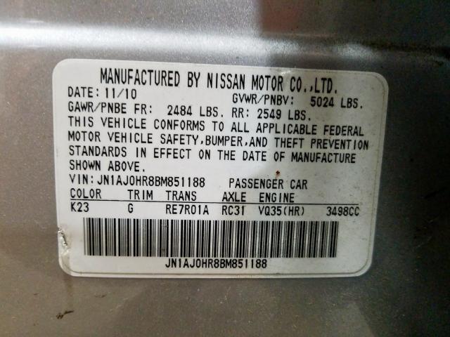 2011 INFINITI EX35 JN1AJ0HR8BM851188