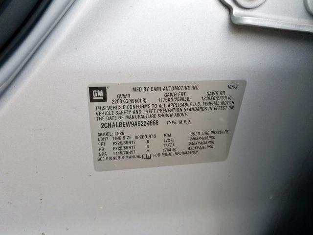 2010 CHEVROLET EQUINOX 2CNALBEW9A6254668