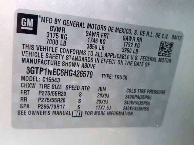 3GTP1NEC6HG426570 GMC Sierra C1500 Slt