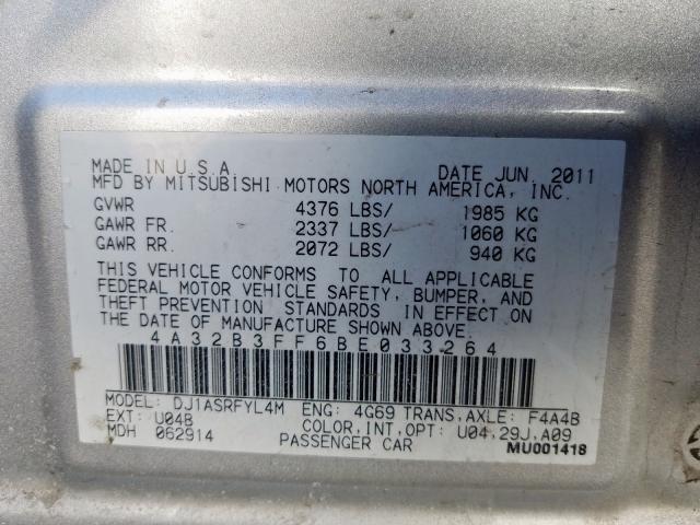 2011 MITSUBISHI GALANT ES 4A32B3FF6BE033264