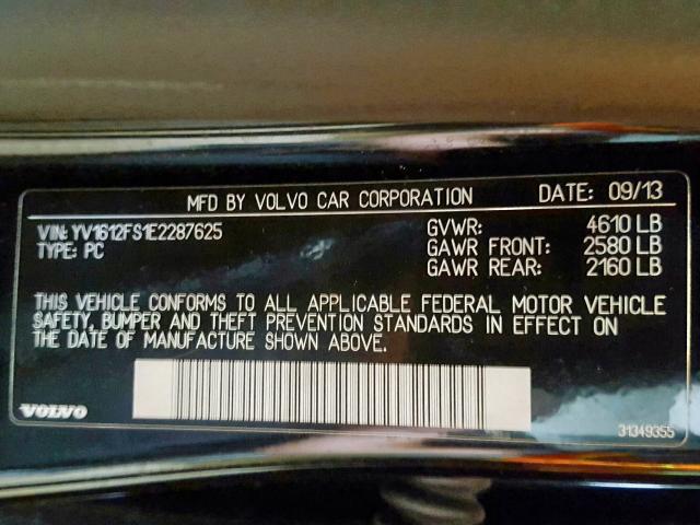 2014 VOLVO S60 T5 YV1612FS1E2287625