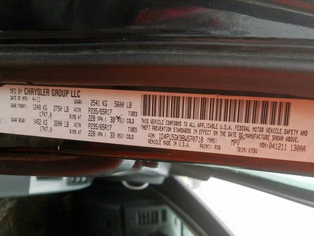2011 DODGE NITRO SXT 1D4PU5GK9BW570718