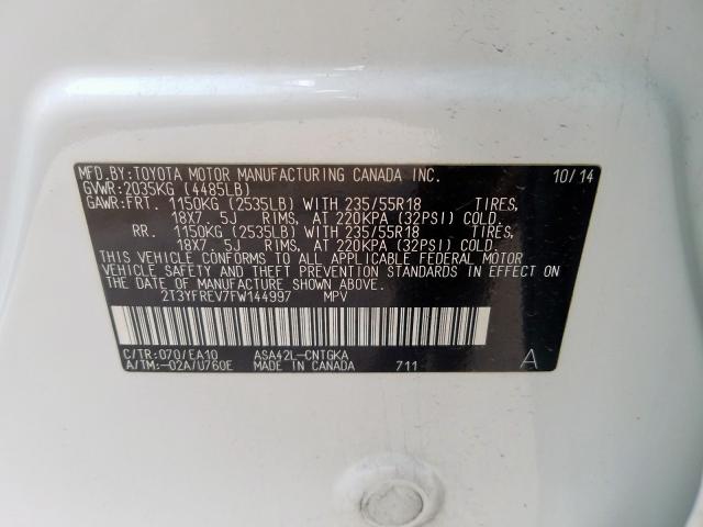 2015 TOYOTA RAV4 LIMIT 2T3YFREV7FW144997