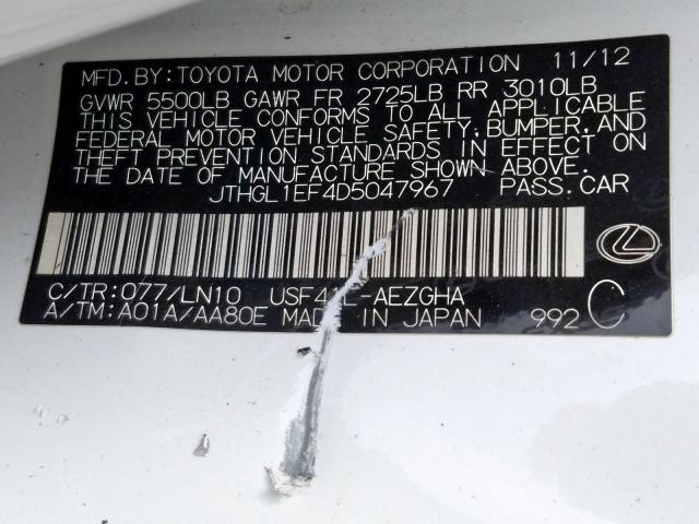 2013 LEXUS LS 460L JTHGL1EF4D5047967