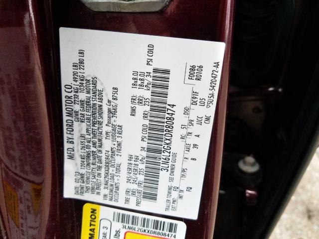 2013 LINCOLN MKZ 3LN6L2GKXDR808474