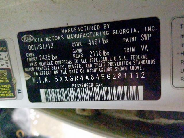 2014 KIA OPTIMA SX 5XXGR4A64EG281112