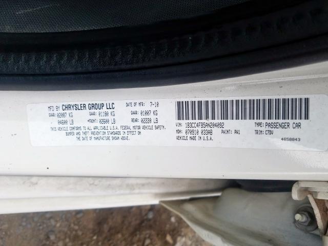 2010 DODGE AVENGER SX 1B3CC4FB5AN204092