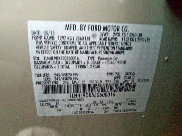 2014 LINCOLN MKS 1LNHL9DK5EG600016