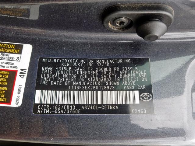 2011 TOYOTA CAMRY BASE 4T1BF3EK2BU128928