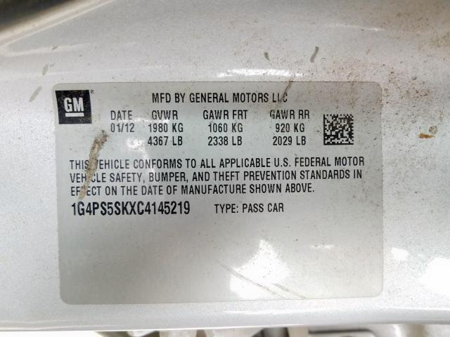 2012 BUICK ALL OTHER 1G4PS5SKXC4145219