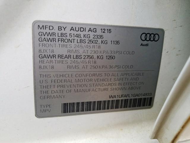 VIN WA1UFAFL1GA014933 2016 Audi A4, Premium Plus no.10