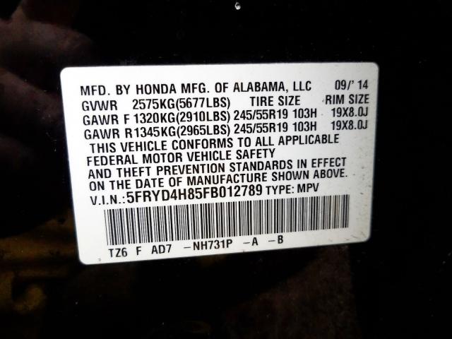2015 ACURA MDX ADVANC 5FRYD4H85FB012789