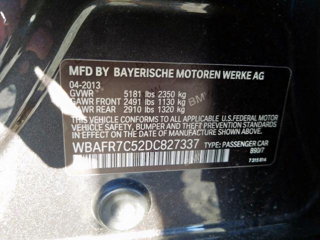 2013 BMW 535 I WBAFR7C52DC827337