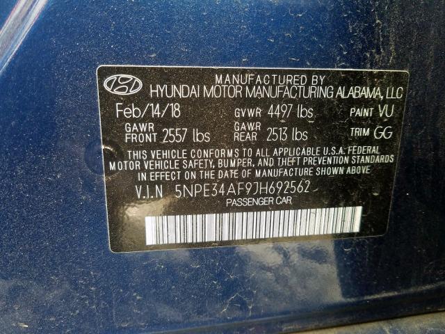 2018 HYUNDAI SONATA SPO 5NPE34AF9JH692562
