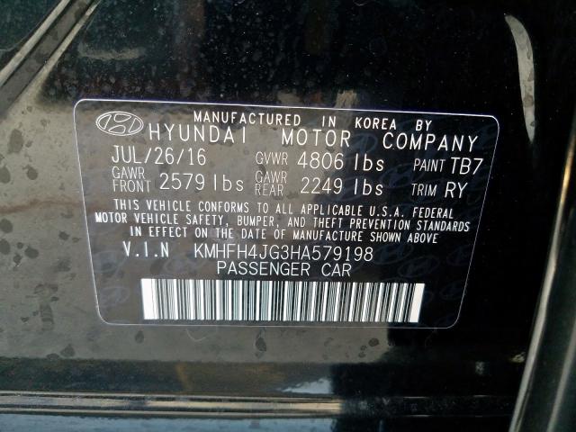 2017 HYUNDAI AZERA LIMI KMHFH4JG3HA579198