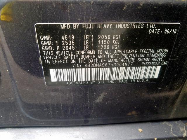 2017 SUBARU LEGACY SPO 4S3BNAS67H3004977