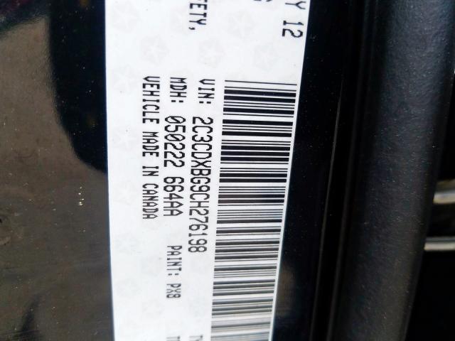 2012 DODGE CHARGER SE 2C3CDXBG9CH276198