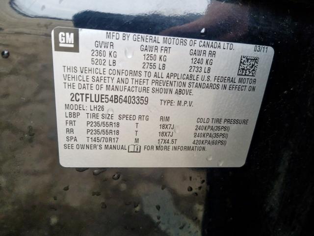 2011 GMC TERRAIN SL 2CTFLUE54B6403359