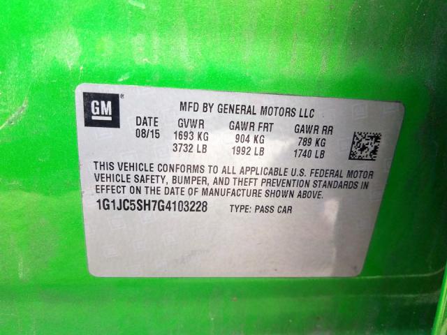 2016 CHEVROLET SONIC LT 1G1JC5SH7G4103228