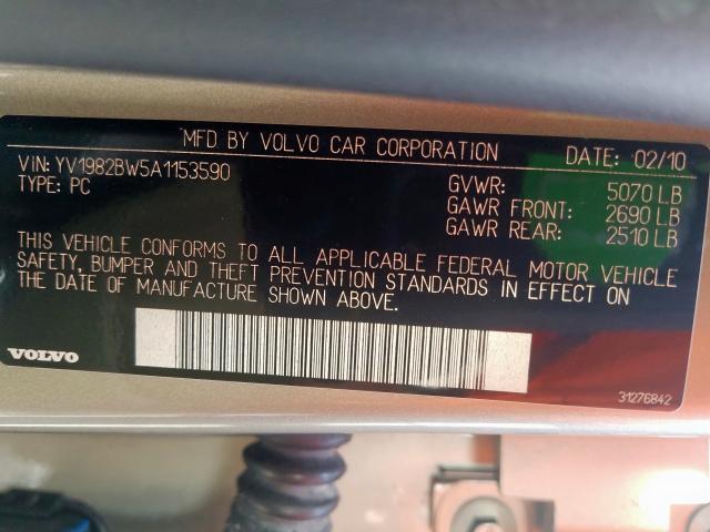 2010 VOLVO V70 3.2 YV1982BW5A1153590
