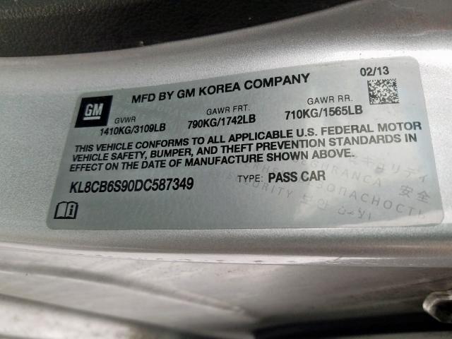 2013 CHEVROLET SPARK LS KL8CB6S90DC587349