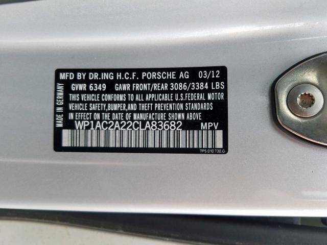 2012 PORSCHE CAYENNE TU WP1AC2A22CLA83682