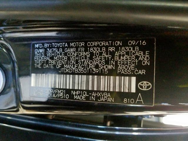 2016 TOYOTA PRIUS C JTDKDTB35G1139115