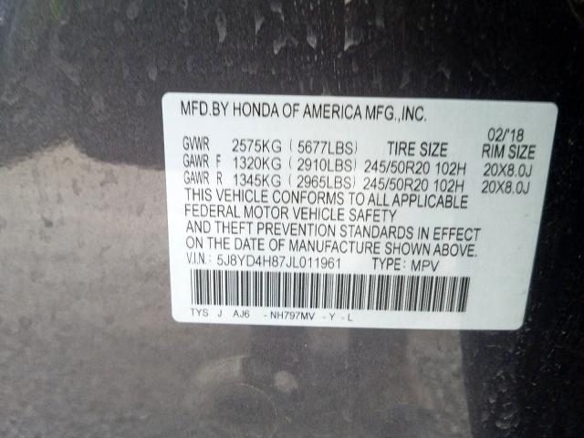 2018 ACURA MDX ADVANC 5J8YD4H87JL011961