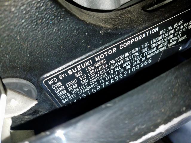2006 SUZUKI GSX-R750 K JS1GR7KA962108966