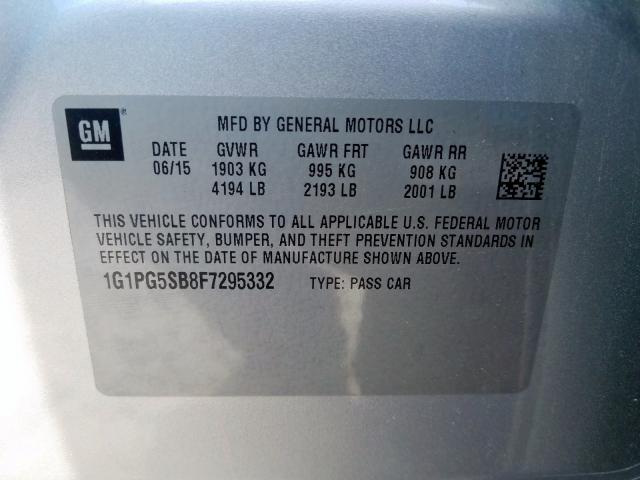 2015 CHEVROLET CRUZE LTZ 1G1PG5SB8F7295332