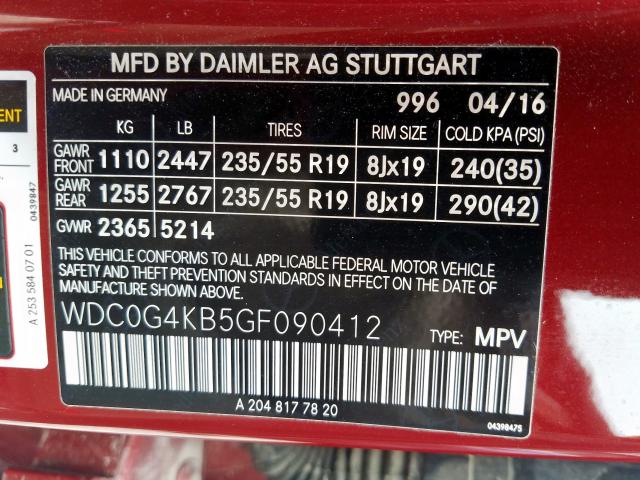 2016 MERCEDES-BENZ GLC 300 4M WDC0G4KB5GF090412