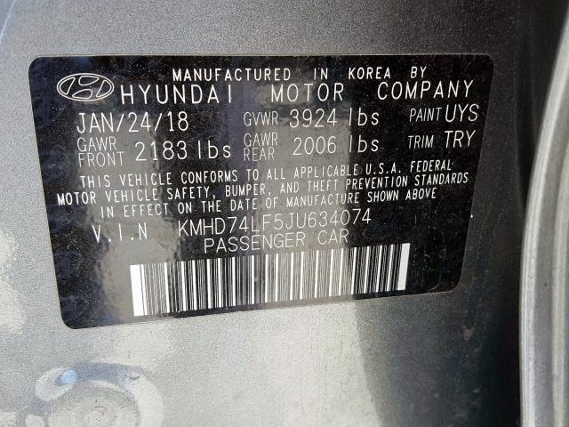 KMHD74LF5JU634074 | 2018 HYUNDAI ELANTRA SE