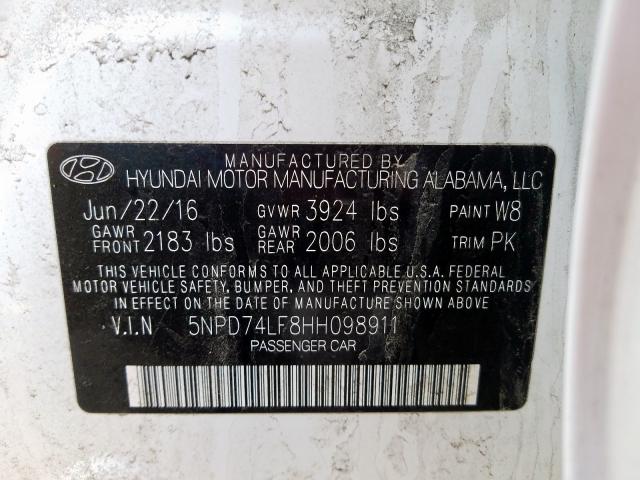 2017 HYUNDAI ELANTRA SE 5NPD74LF8HH098911