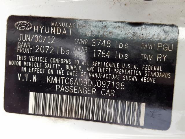 2013 HYUNDAI VELOSTER KMHTC6AD9DU097136