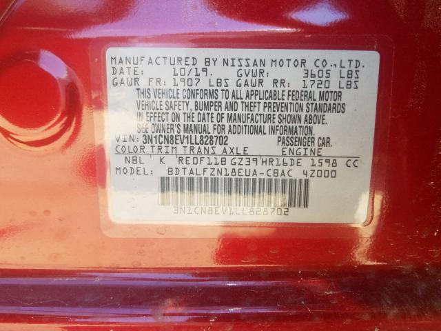2020 NISSAN VERSA SV 3N1CN8EV1LL828702