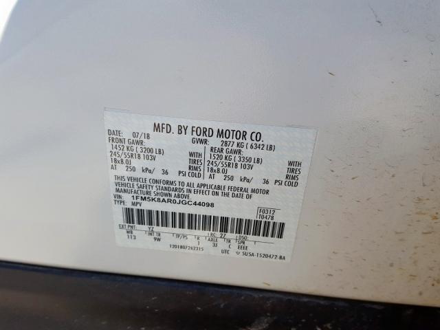 2018 FORD EXPLORER P 1FM5K8AR0JGC44098